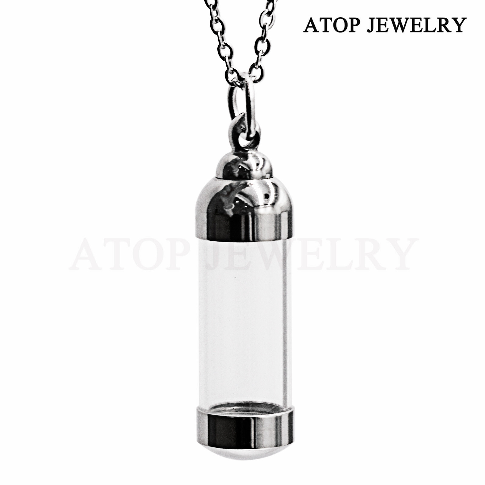 NEW Transparent Glass Urn Necklace For Ashes Cremation Pendant Memorial Jewelry