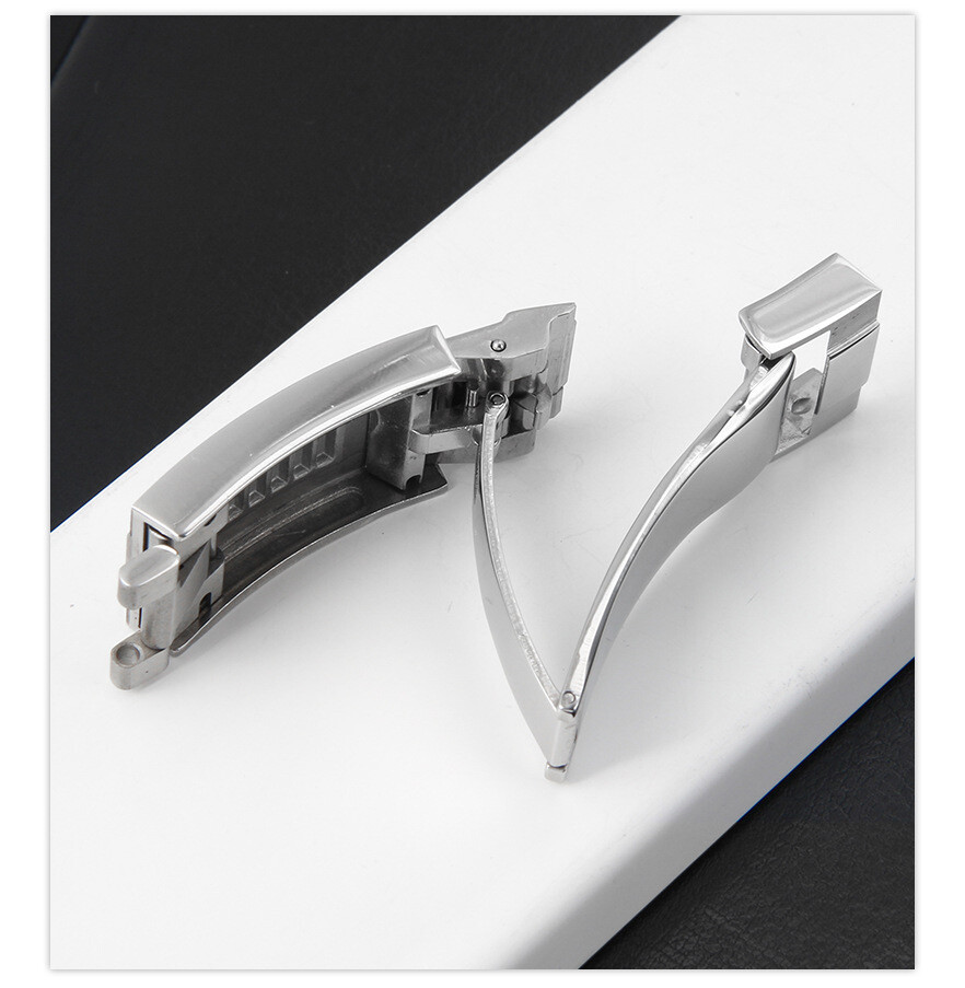 Premium Stainless Steel Folding Clasp for Rolex Rubber Strap Metal Buckle 16x9mm