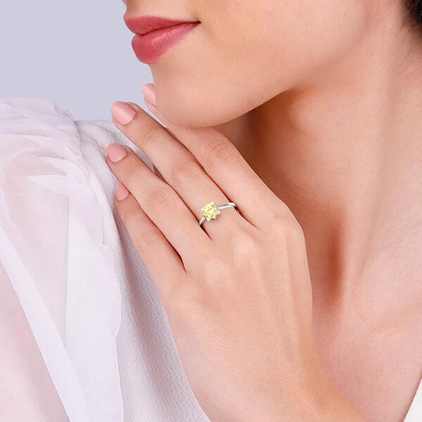 Citrine Charm ring, 925 Sterling Silver ring Birthday Gift band
