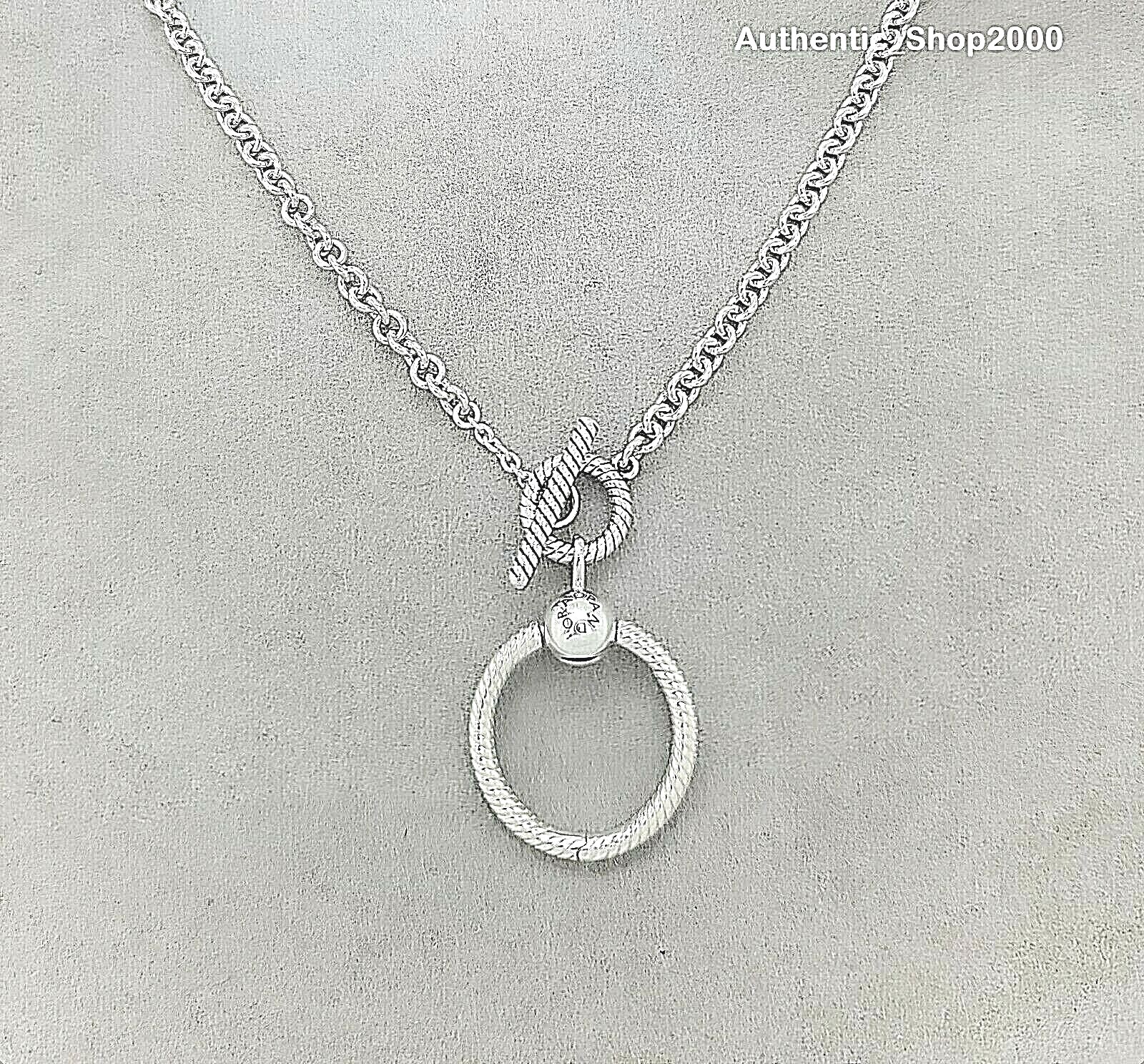 NEW 100% Authentic PANDORA 925 Ale Moments O Pendant T Bar Necklace 391157C00