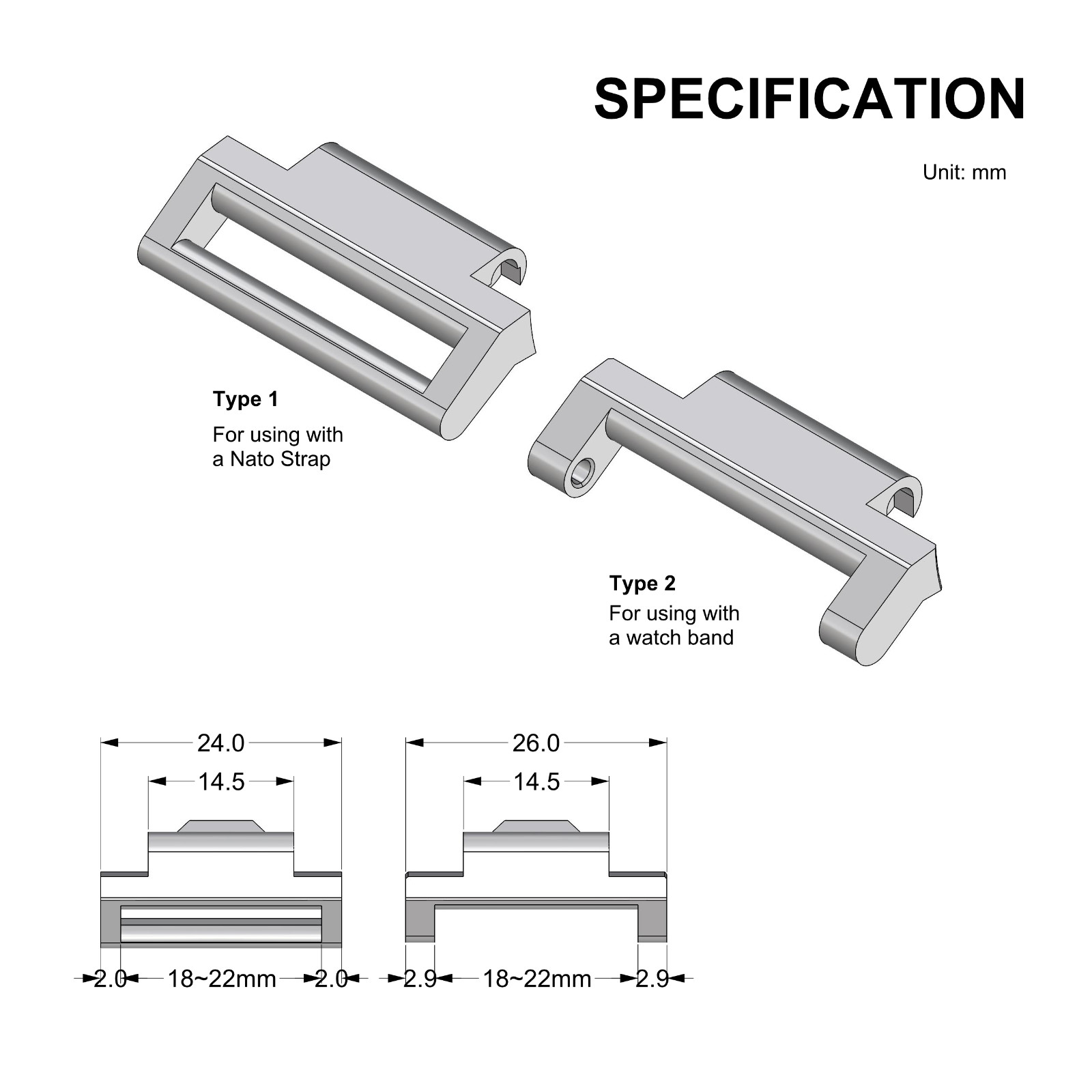 Watch Strap & Watch Band Adapter For CASIO MW600 -Multiple Color – PLA