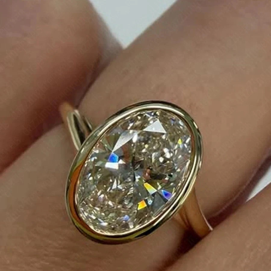 5.20Ct Oval Cut Lab Grown Diamond Hidden Halo Wedding Ring IGI 14K Yellow Gold