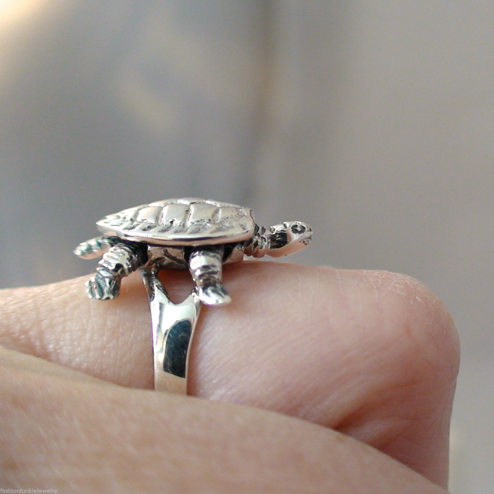 Turtle Ring – 925 Sterling Silver – Jewelry Tortoise Beach Sea Ocean MOVABLE NEW