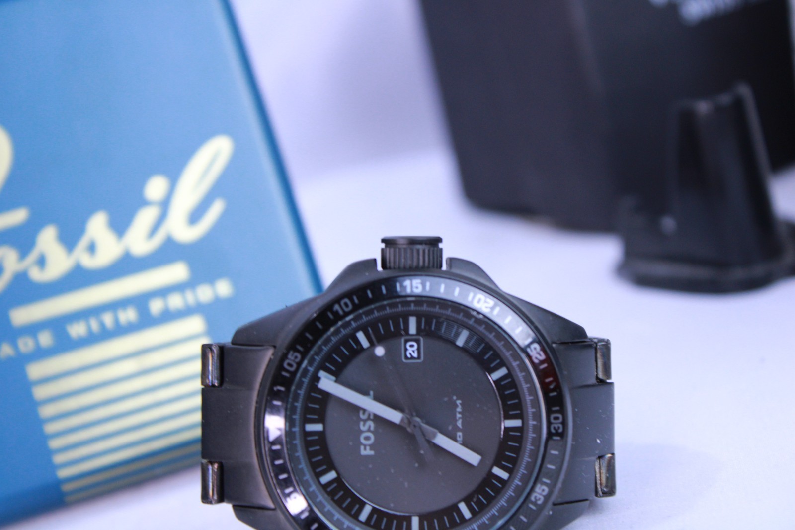 Fossil AM4373 Men’s Decker Black Dial Black Ion-plated Watch With Tin