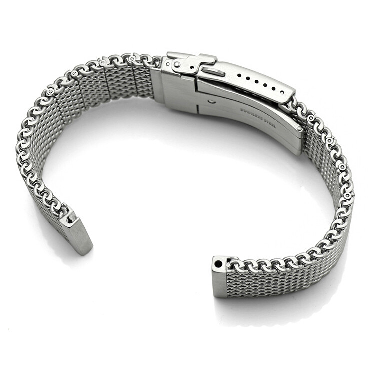 Brushed Solid Stainless Steel Watch Band Strap Shark Mesh Bracelet Quick Release