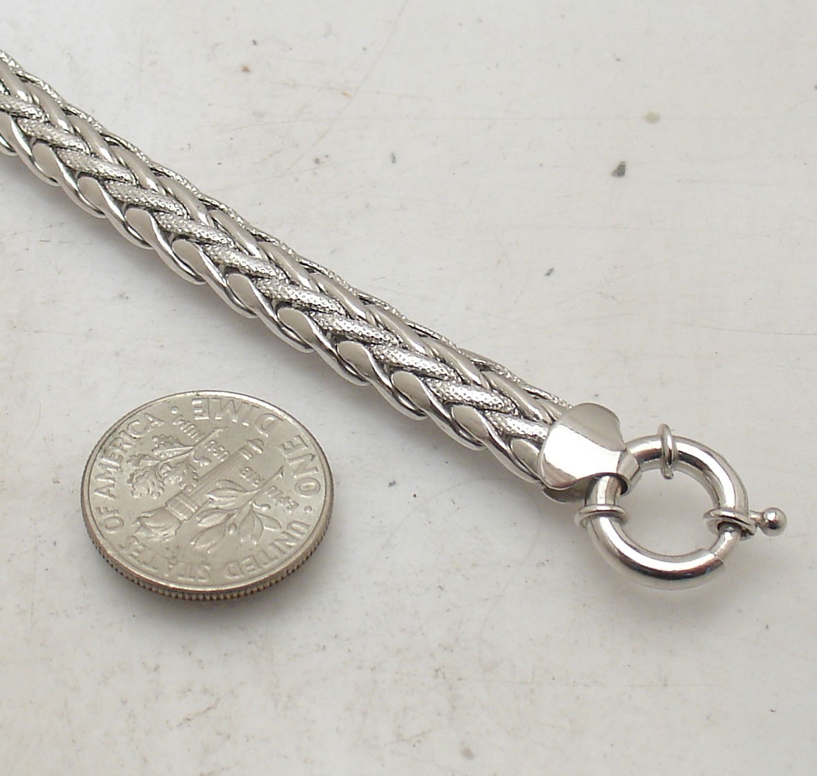 8″ Textured Wheat Spiga Link Chain Bracelet Anti-Tarnish Real Sterling Silver