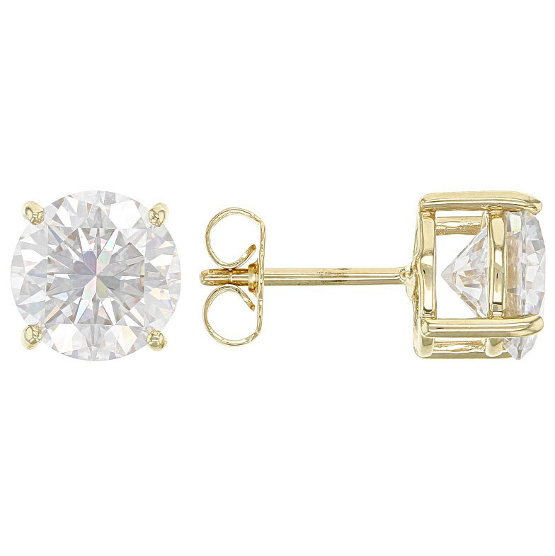 Certified D/VVS1 Round Cut Moissanite 14K White Gold Stud Earrings 0.60-8.00ctw