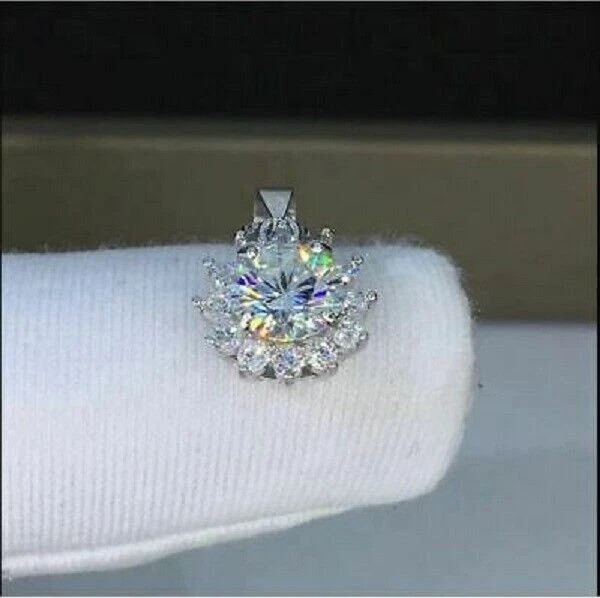2.50Ct Natural Moissanite Snowflake Pendant Real 10K White Gold