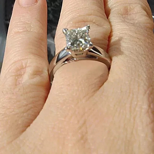 2Ct Princess Cut Moissanite Solitaire Men’s Ring 14K Vermeil Gold Plating