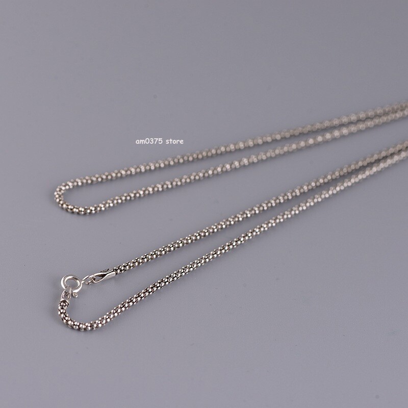 Pure S925 Sterling Silver Necklace 1.5mm/1.8mm/2.5mm Popcorn Chain 16 to 30inchL