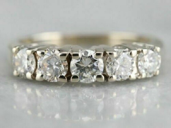 1.50Ct Lab-Created VVS1/DDiamond Five Stone Engagement Ring 14K Yellow Gold Fn