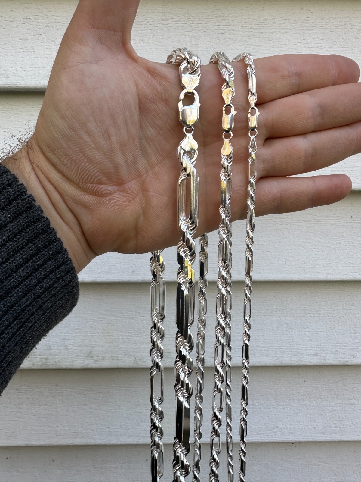 FigaRope Milano Chain Real Solid 925 Sterling Silver Necklace Or Bracelet 4-10mm