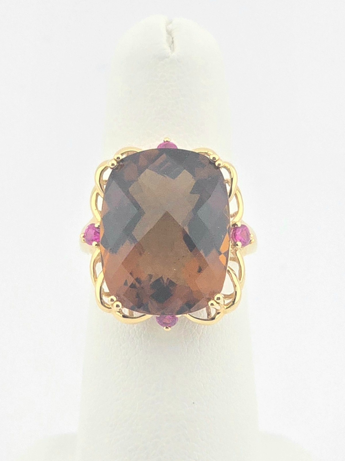 14KY HONEY CITRINE ~12CT RUBY ~0.25CTW RING SIZE 6.5 – 692546