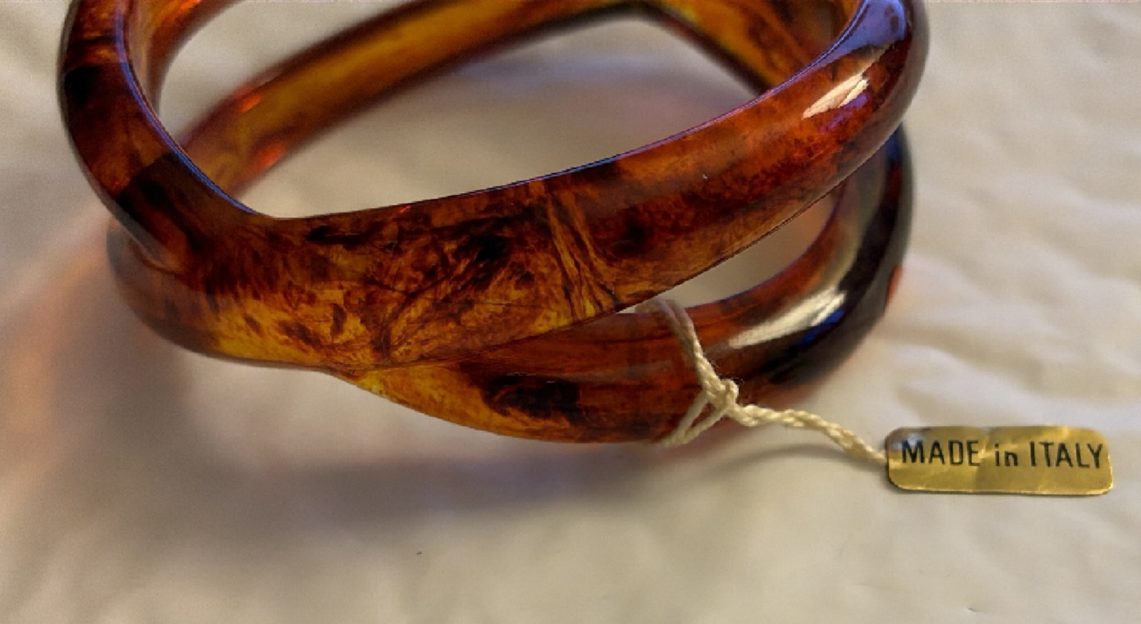 Vintage Chunky Tortoise Shell Bracelet Made in Italy