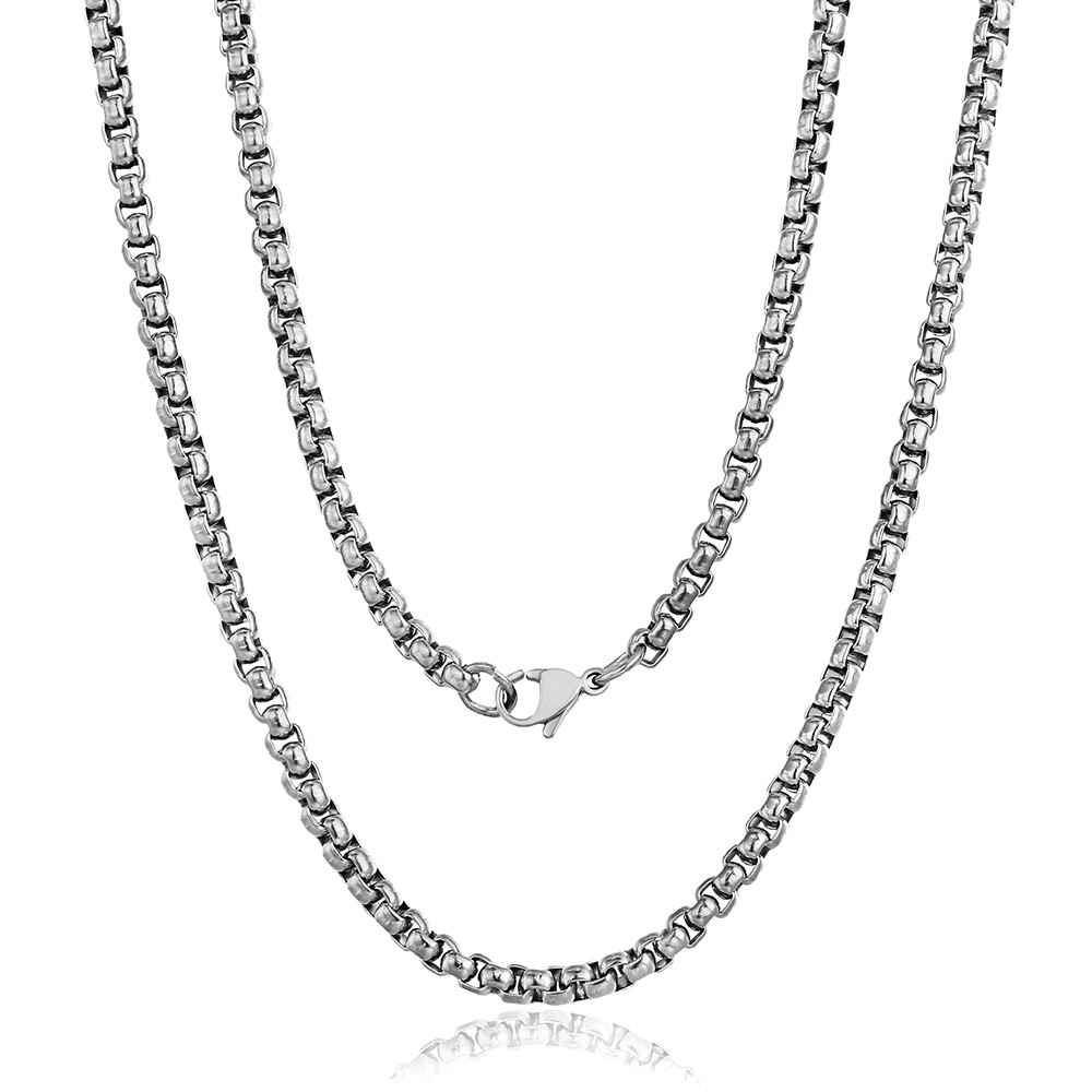 2-5mm Silver Tone Stainless Steel Round Box Link Necklace Choker Men Women Chain