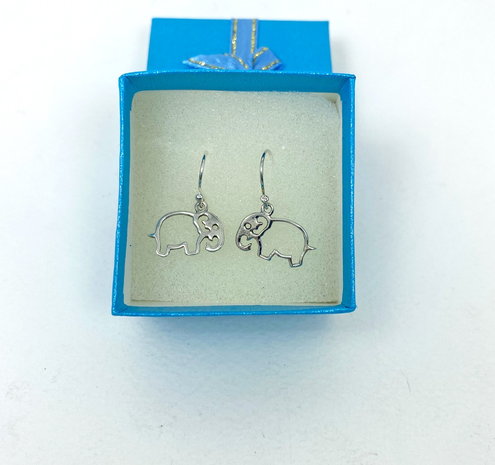 Minimalist Cutout Elephant Drop Earrings 925 Sterling Silver, Handmade Jewelry