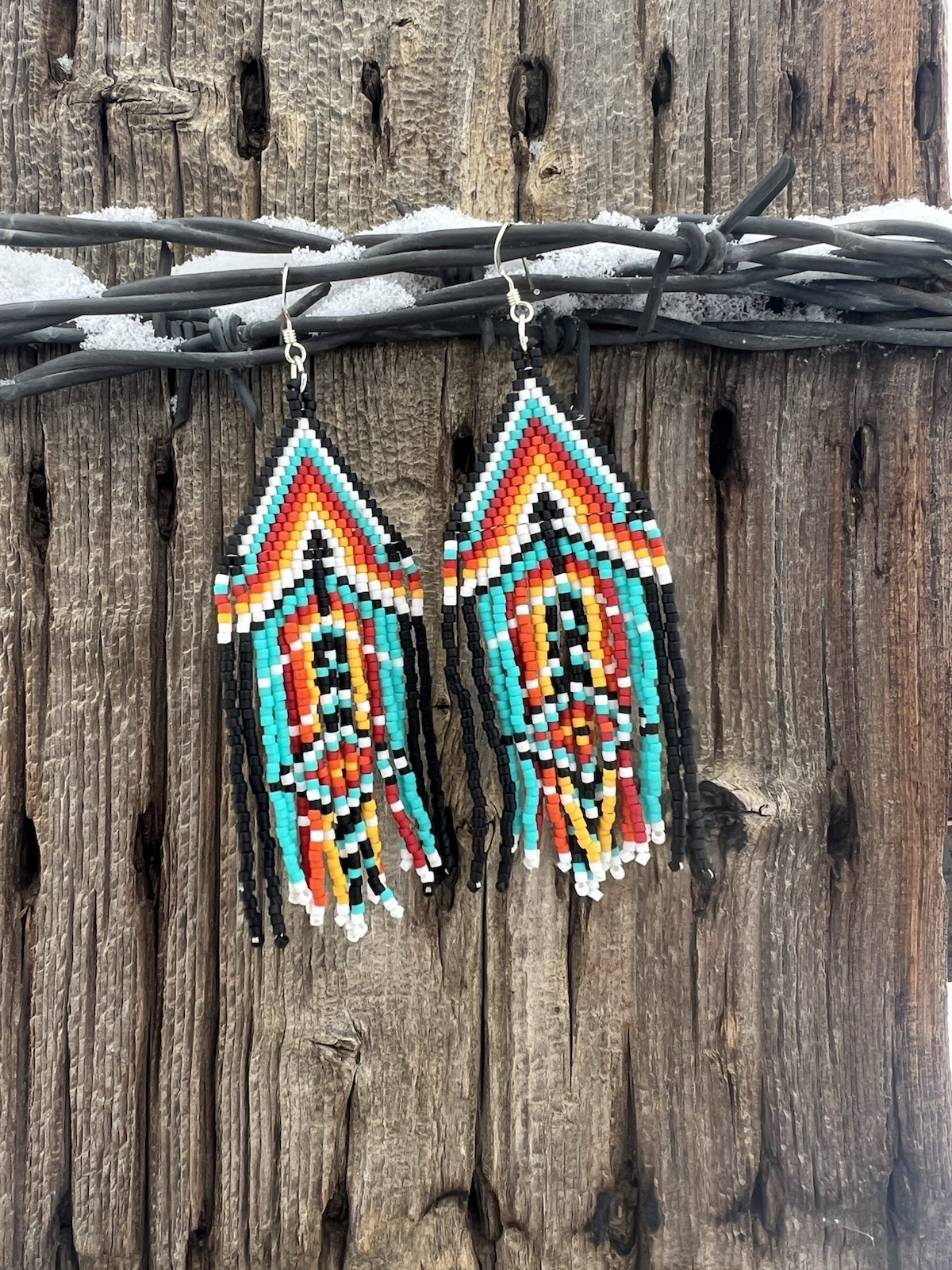 Bandit Beadwork Southwestern Beaded Dangle/Drop Earrings Hook Closure