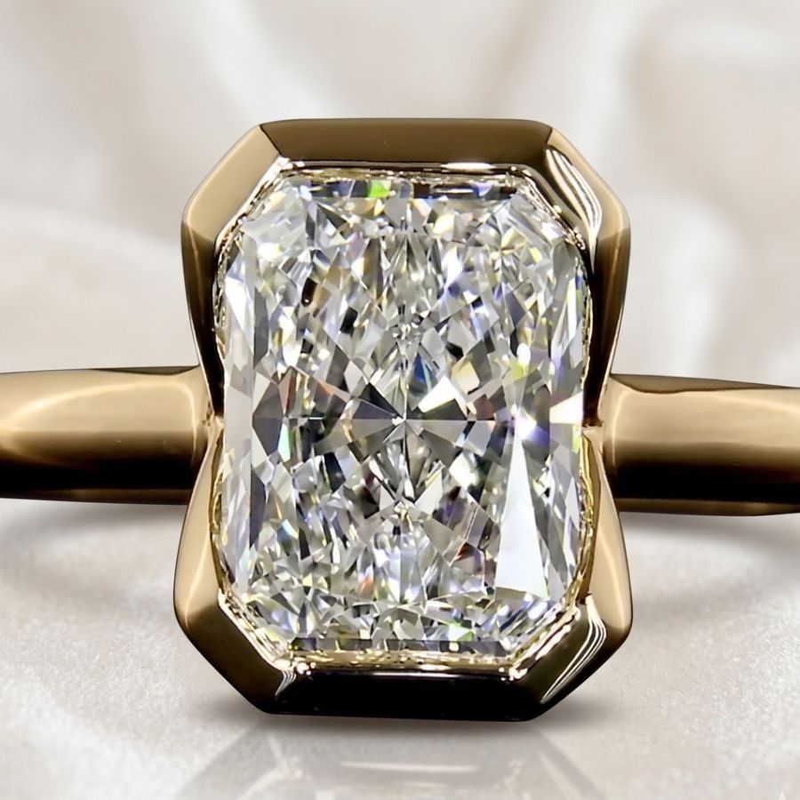 1.50 Ct Radiant-Cut Lab Grown Diamond Wedding Engagement Ring 14k Yellow Gold