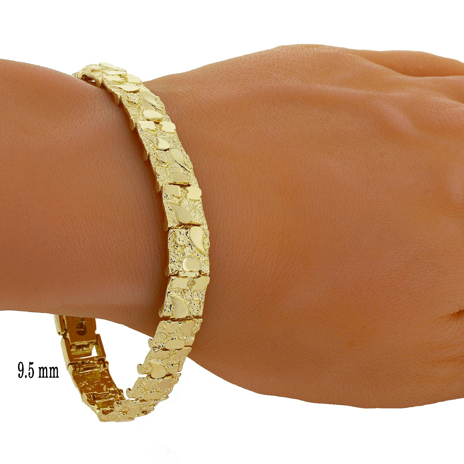 14k Yellow Gold Nugget Bracelet Adjustable 8.5″-9″ 9.5mm 28.5 grams