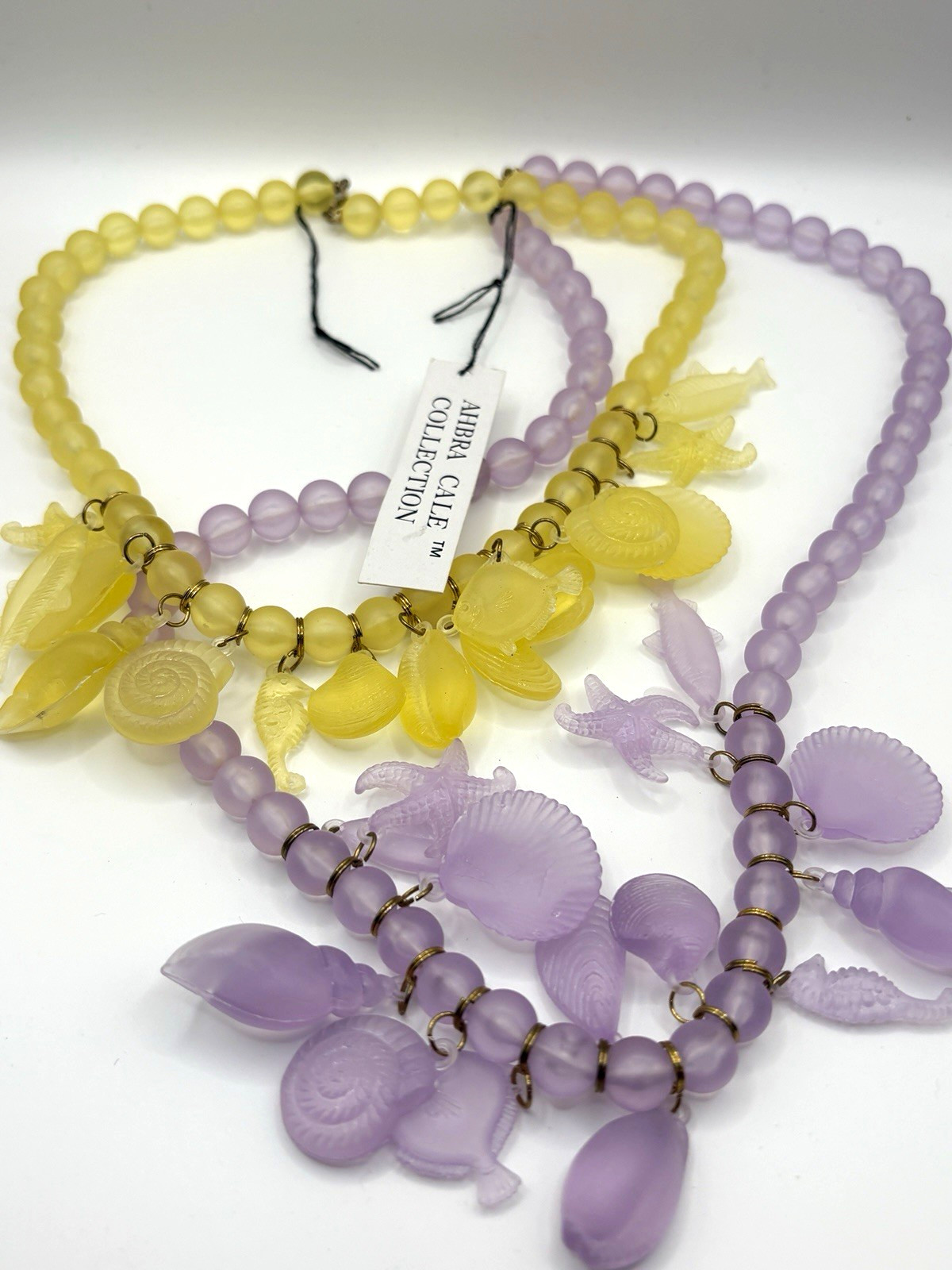 Ahura Cale Collection Lucite Bead Necklace Set Yellow Purple Sea Life, China