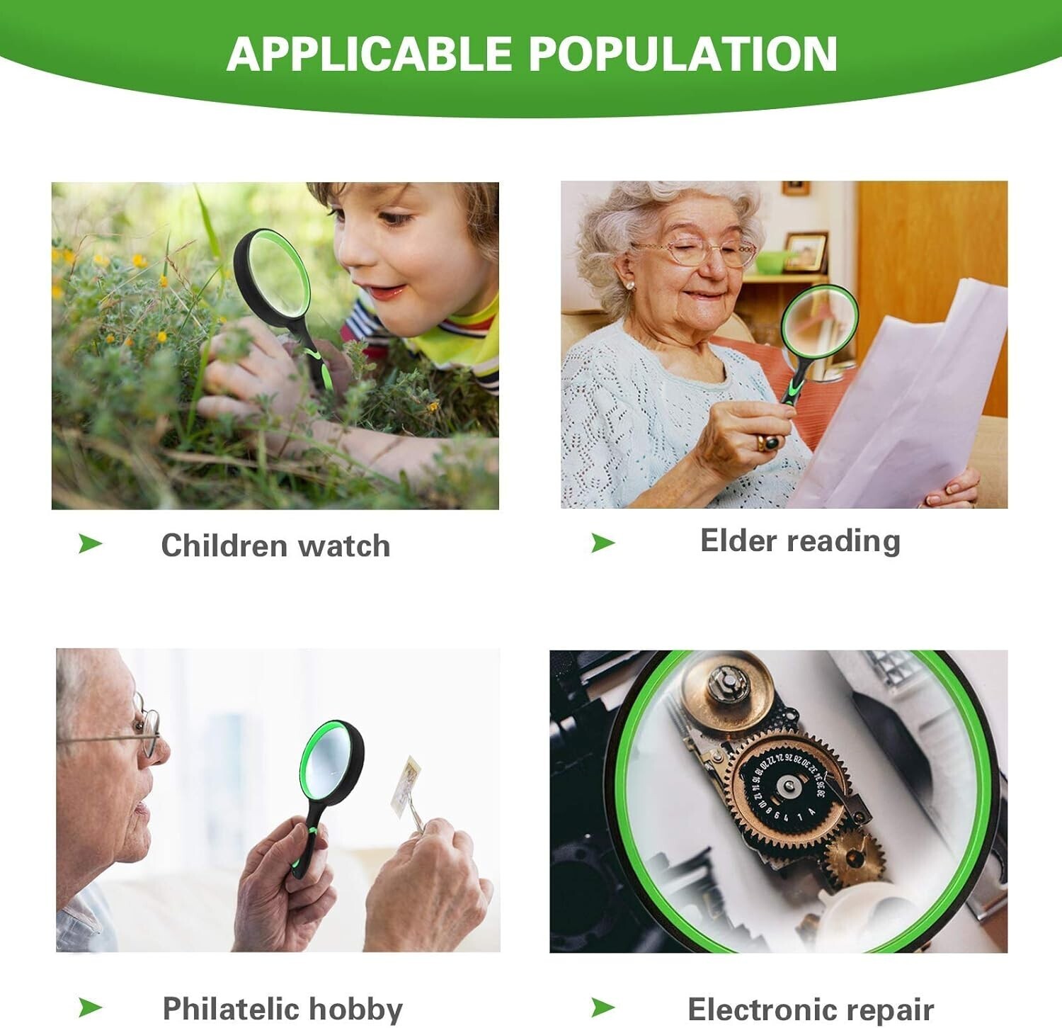 2x Shatterproof Magnifying Glass Handheld Magnifying Glass for all the people10X