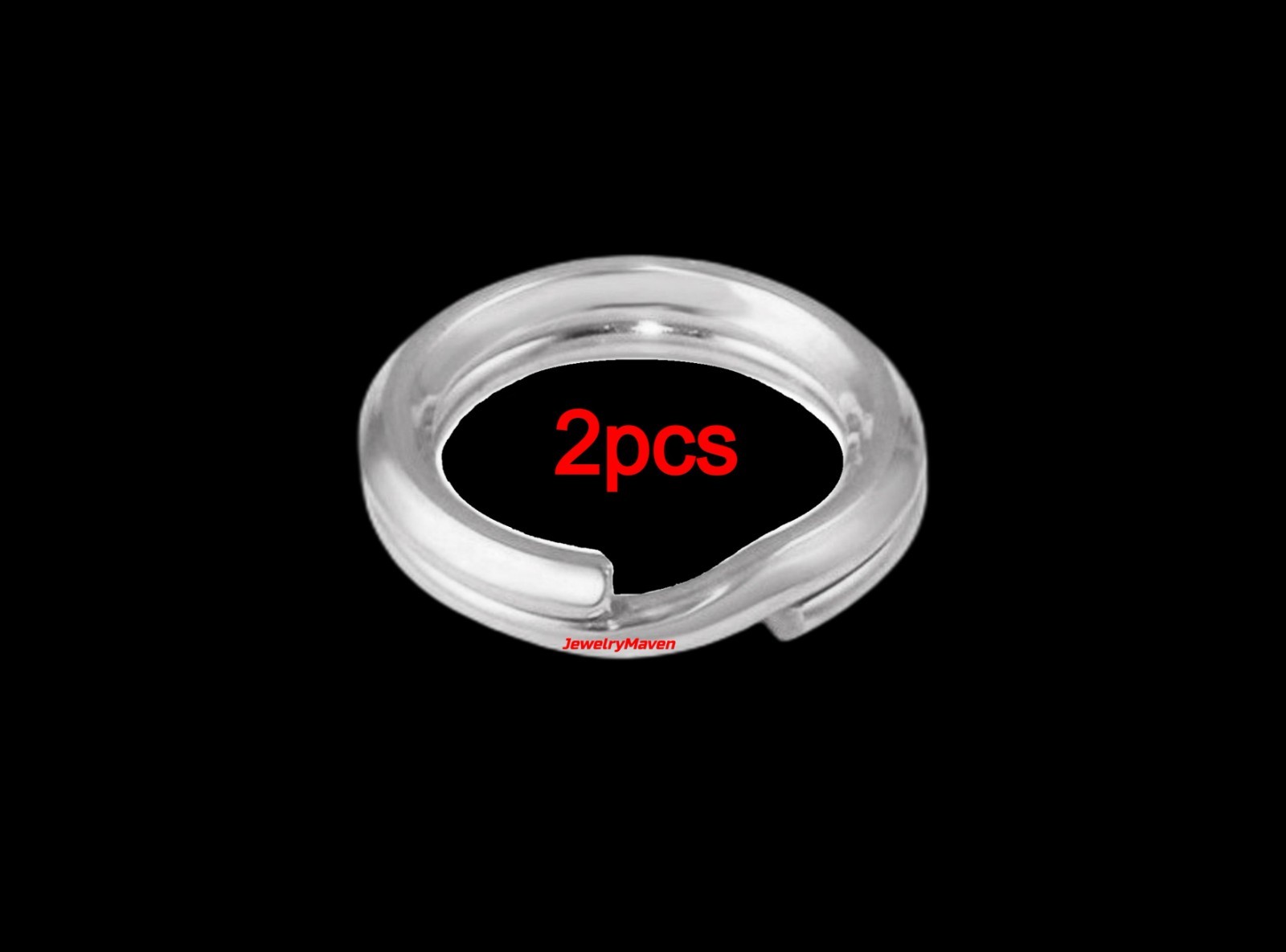 (2) 8mm OD 6.3mm ID 15ga 14k Solid White Gold Round Split Jump Ring Link RHODIUM