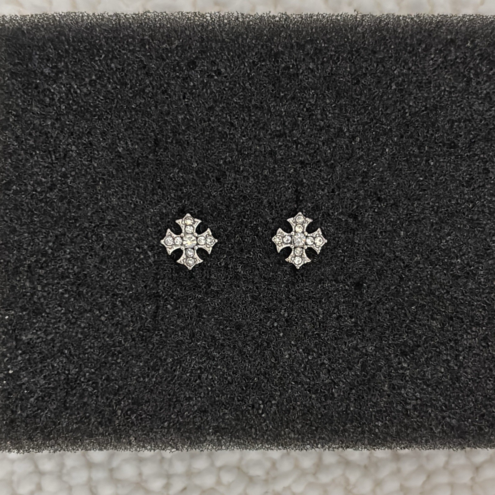 Small CZ Cross Stud Earrings for Men Women Screw Back Design Unisex Earrings