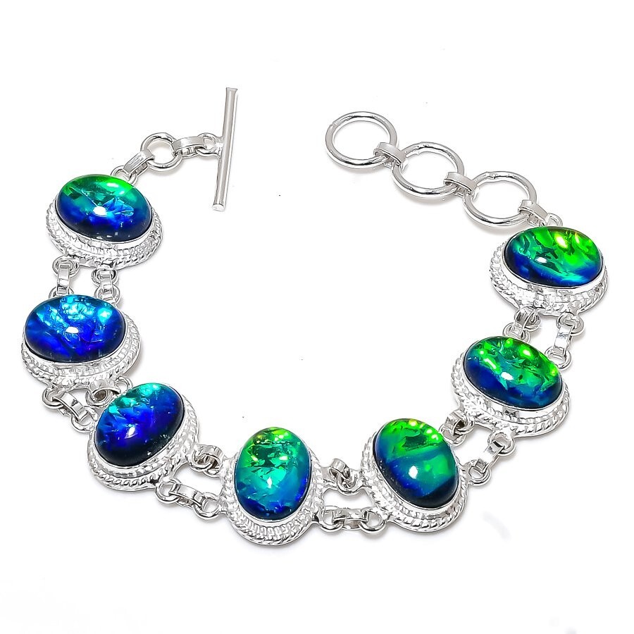 Triplet Opal Gemstone Handmade 925 Sterling Silver Jewelry Bracelet Sz 7-8″