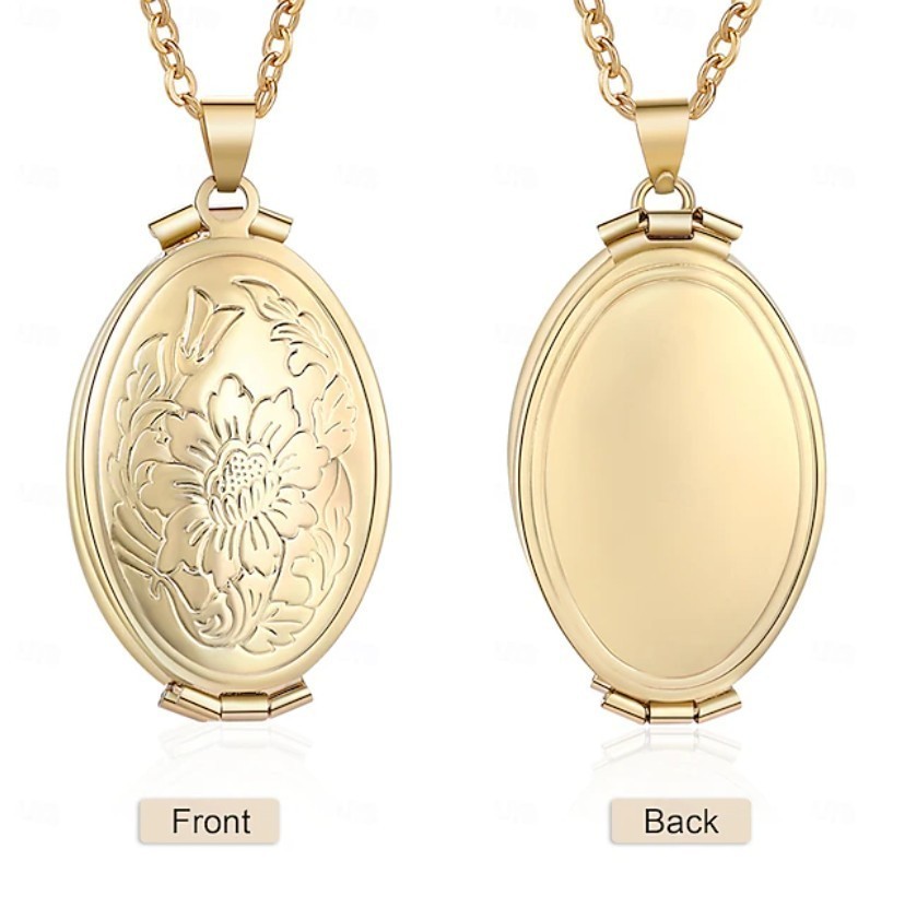 Gold Multi Photo Locket Necklace Expandable Family Memory Keepsake Pendant Gift
