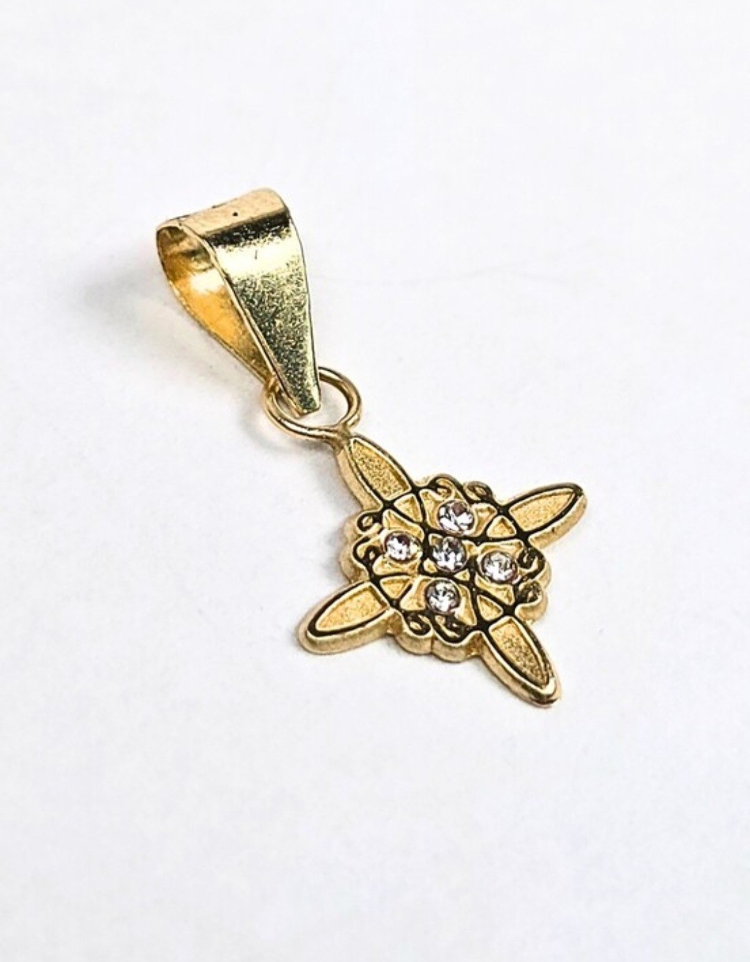 10K Gold Witch Knot Pendant Charm Protection Symbol CZ Dije Nudo de Bruja 14mm