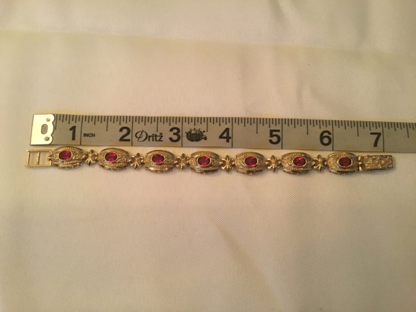 10KT Synthetic Ruby Bracelet -18.52 Grams- Adjustable Clasp- Wear or Scrap