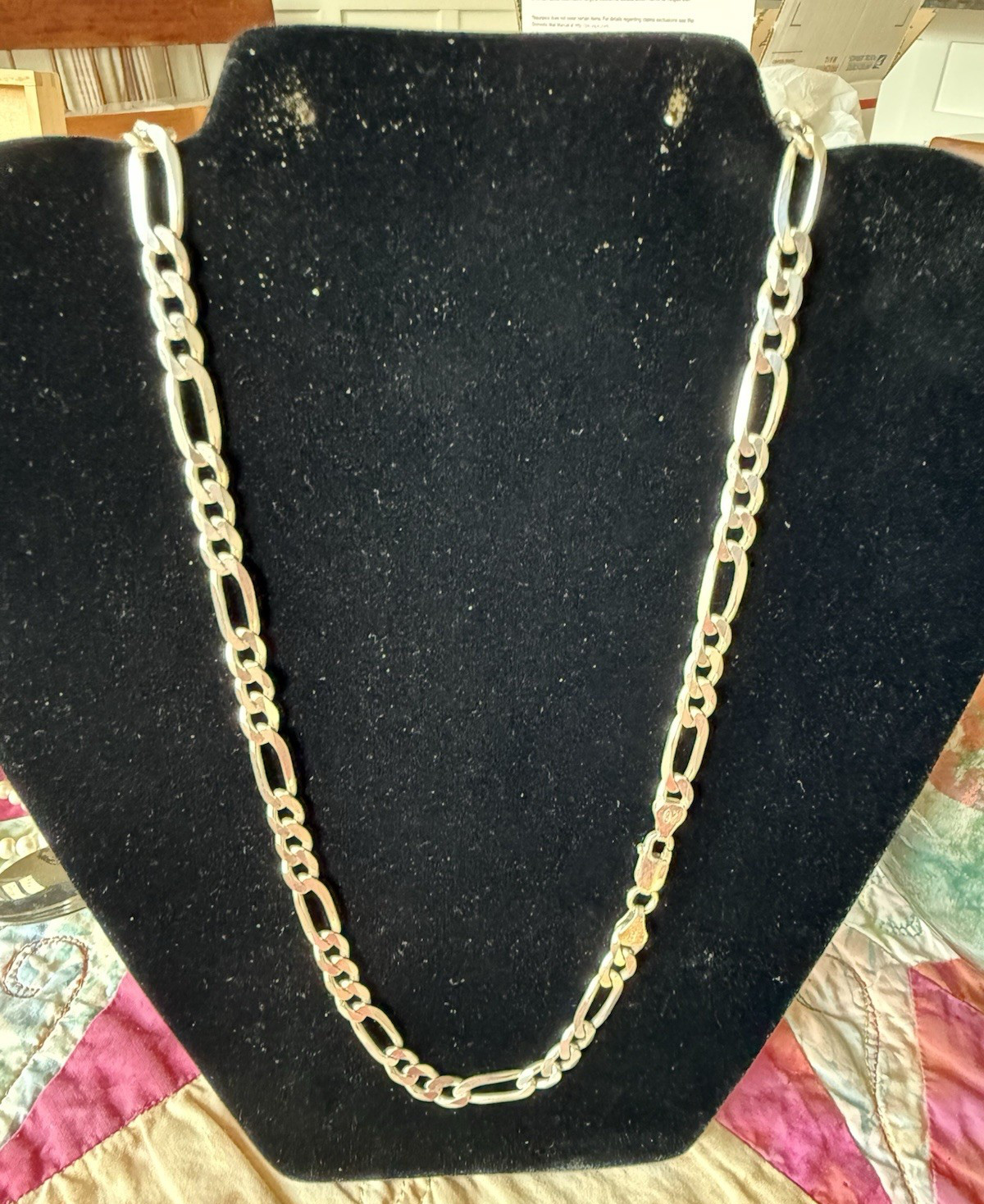 Men Women Figaro Link Chain Necklace 22″ 35gm 6.3mm 925 Sterling Silver Italy