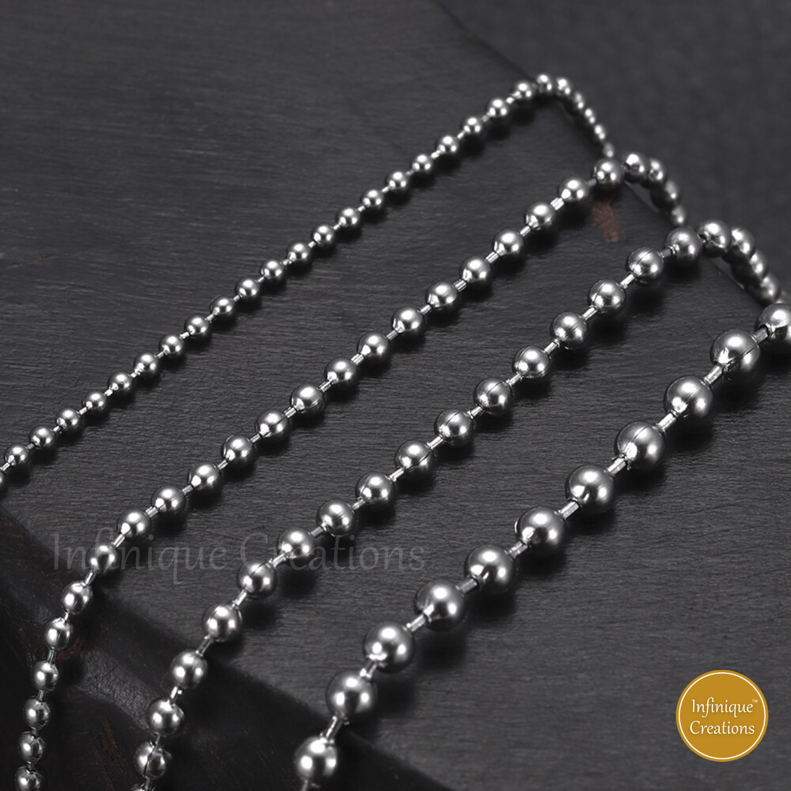 Stainless Steel Silver Ball Bead Chain Bracelet Necklace Men Women 1mm-5mm 7-38″
