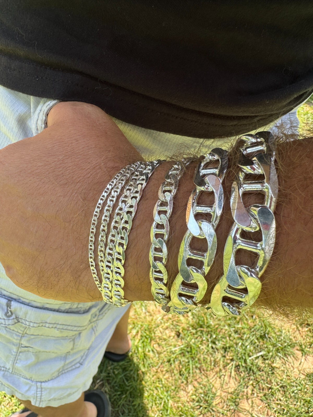 Real Solid 925 Sterling Silver Mariner Link Bracelet ITALY 2.5-16mm ITALY MADE