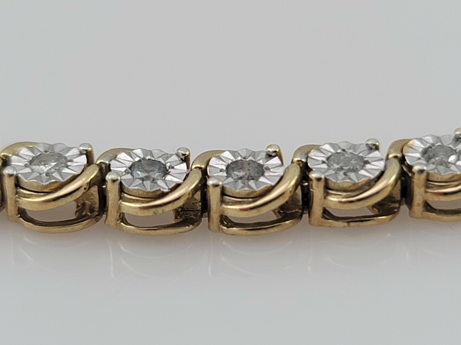 Signed “925 SK9″ 22K Gold Plated, Diamond Tennis Bracelet 7” 5mm, 9.6 grams