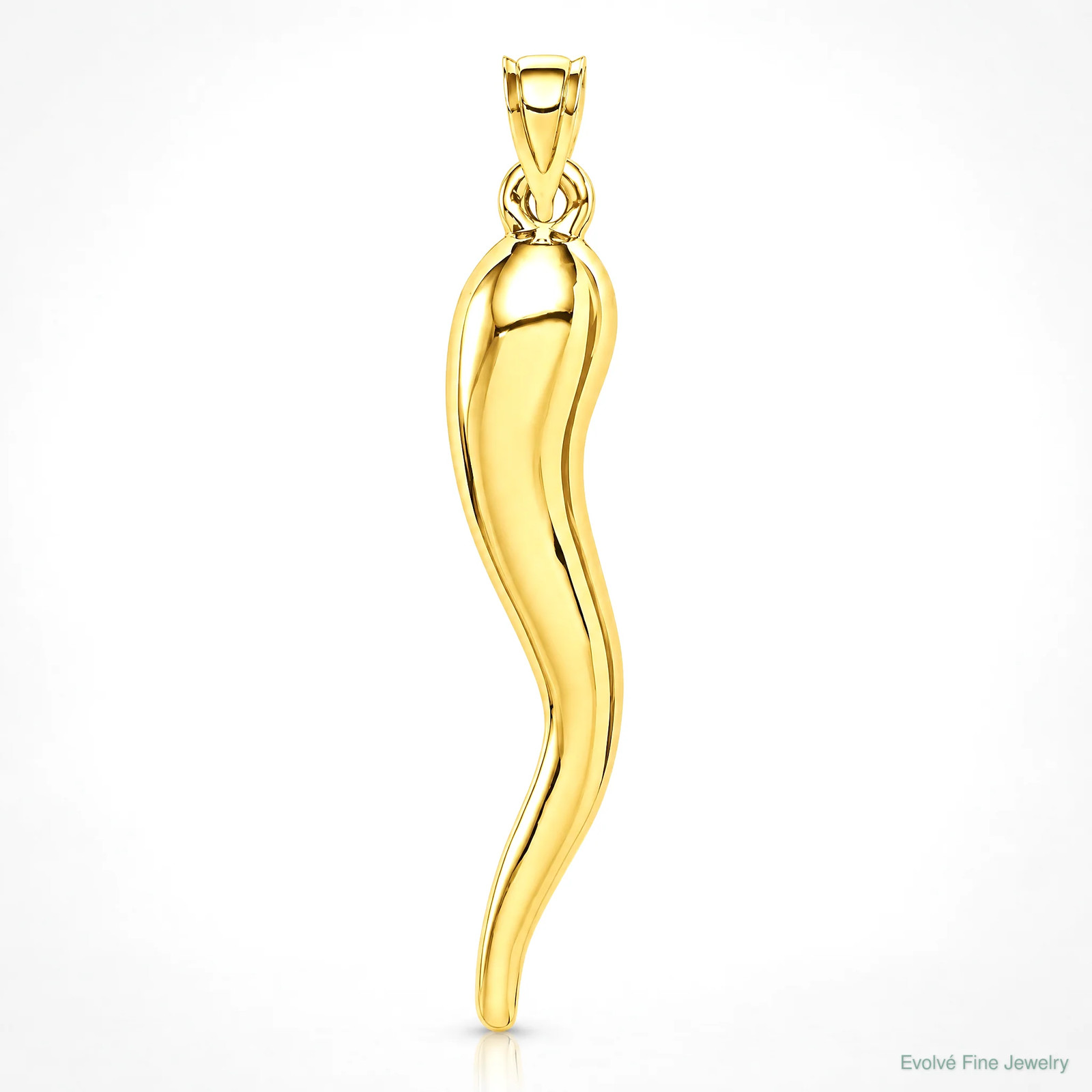10K / 14K Yellow Gold Hollow Italian Horn Pendant
