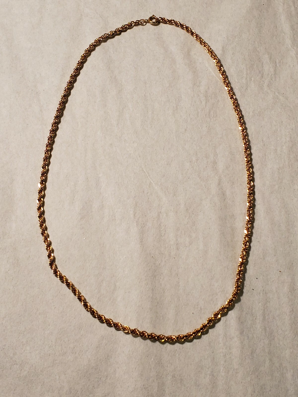Gold French Rope Chain 18 inch 3mm 24k Gold Plated Necklace Chain Yellow Gold