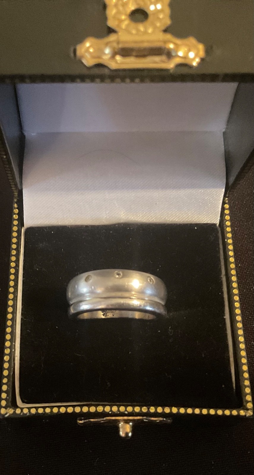Smooth Shiny & Brushed Ring Sterling Silver CZ Band SZ 5.5 Rare Design Signed