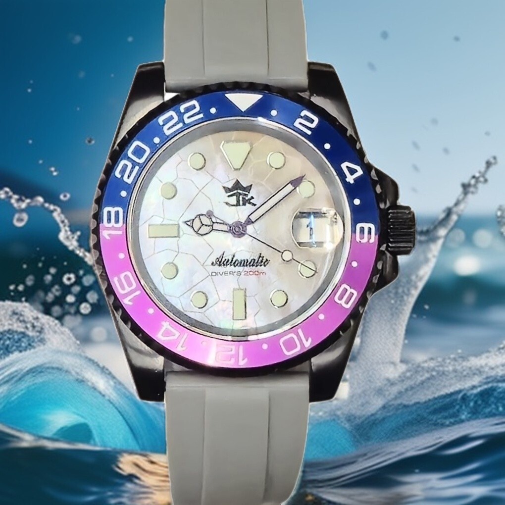 40mm Watch Black PVD Coated SS Automatic 24 Jewel Sapphire Crystal Seiko MVT