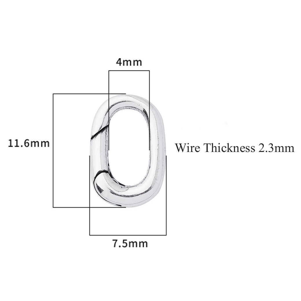 925 Sterling Silver Link Lock Oval Jump Ring Charm Pendant Clasp Bail
