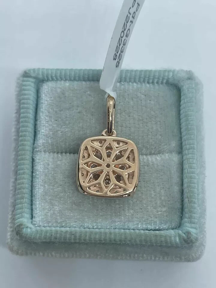 2Ct Round Cut VVS1D Diamond Square Pendant 14K Rose Gold Finish