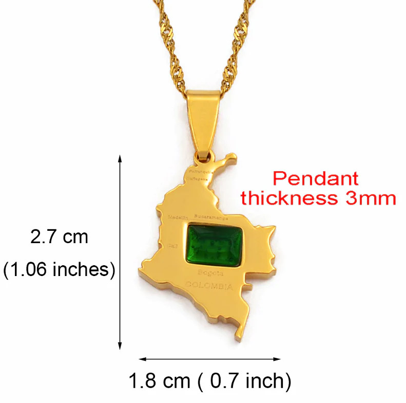Colombia Map Pendant Necklace