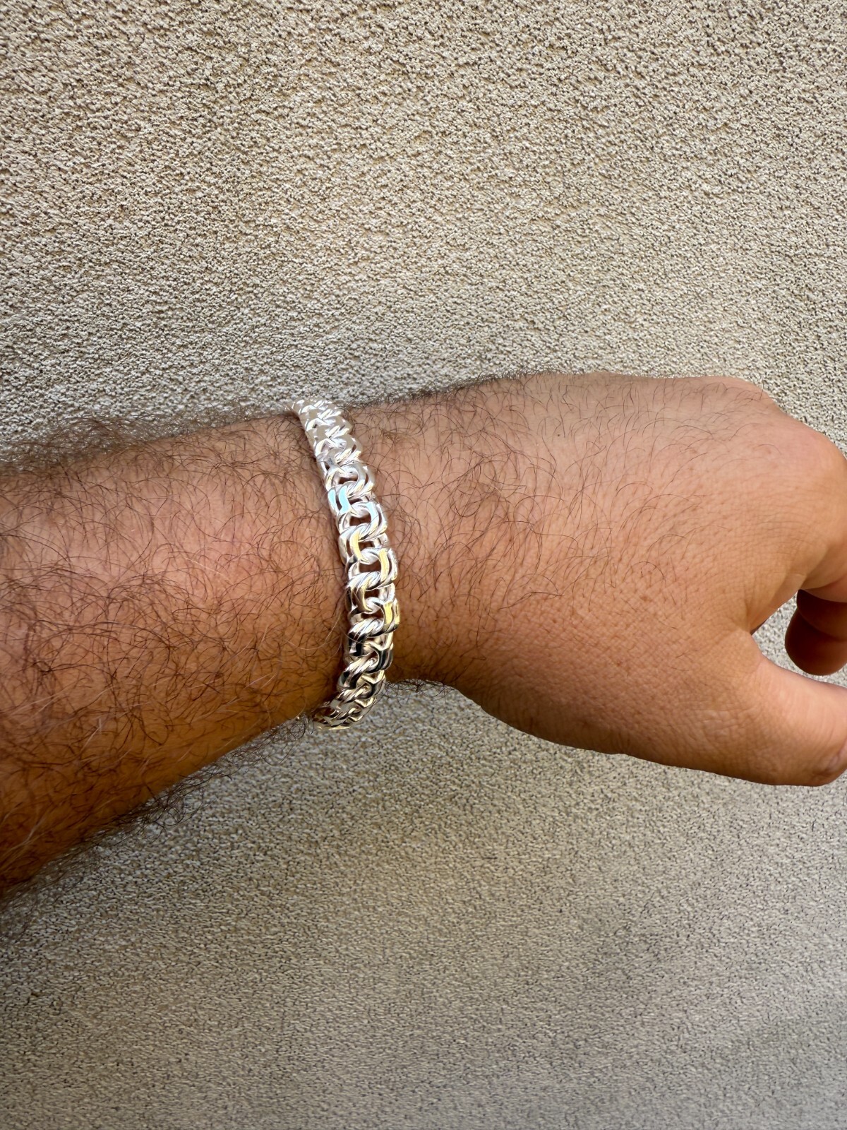Real 925 Sterling Silver Handmade 9mm Bismark Garibaldi Chino Bracelet Mens