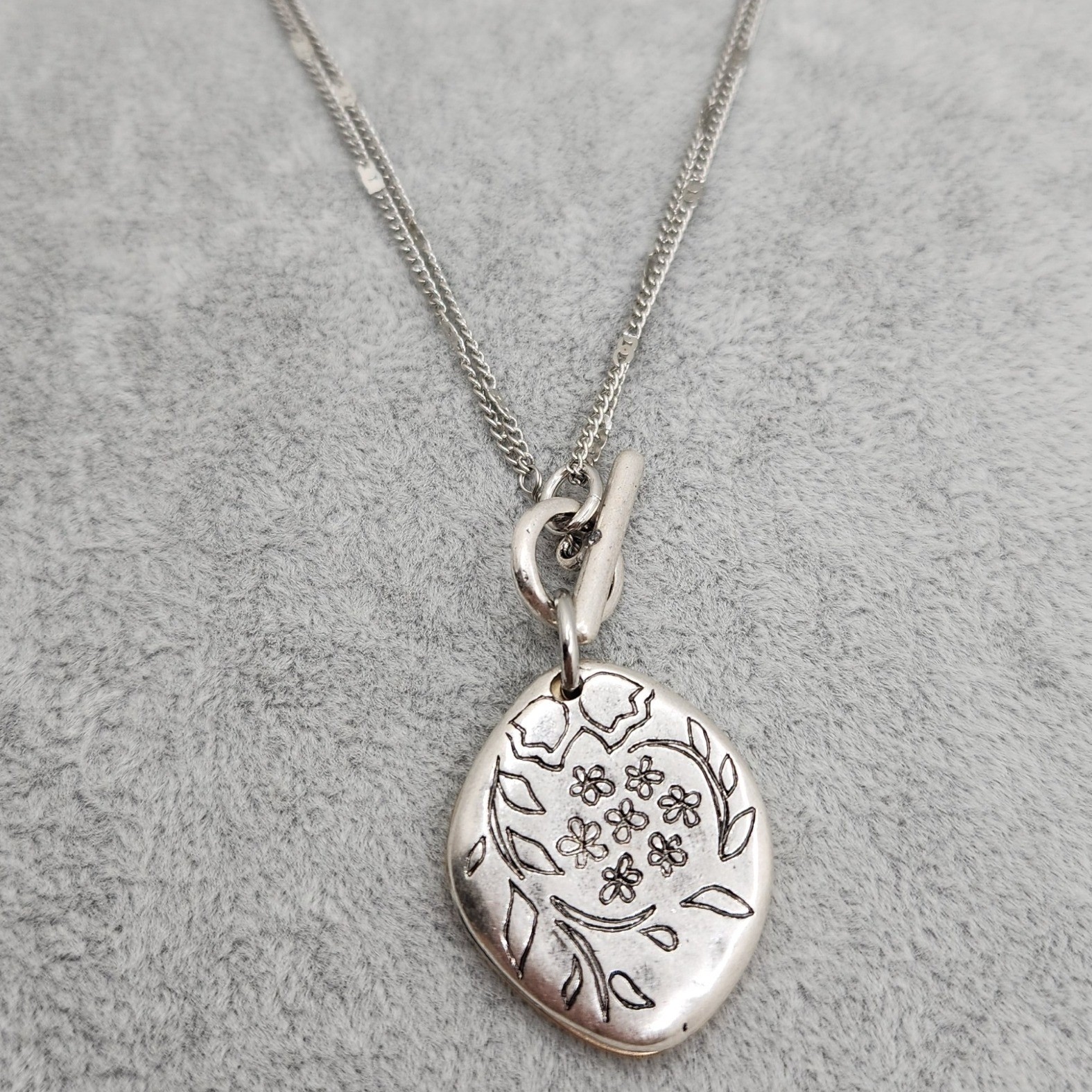 Boho Floral Locket Necklace Reversible Pendant 2 in 1 Necklace by J Jill Dainty