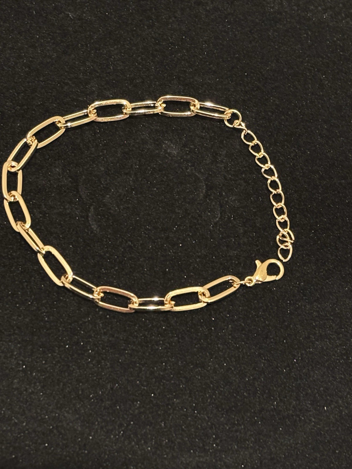 NEW Gold Tone Paper Clip Chain Link Bracelet (8″) Adjustable, Charm Accessory