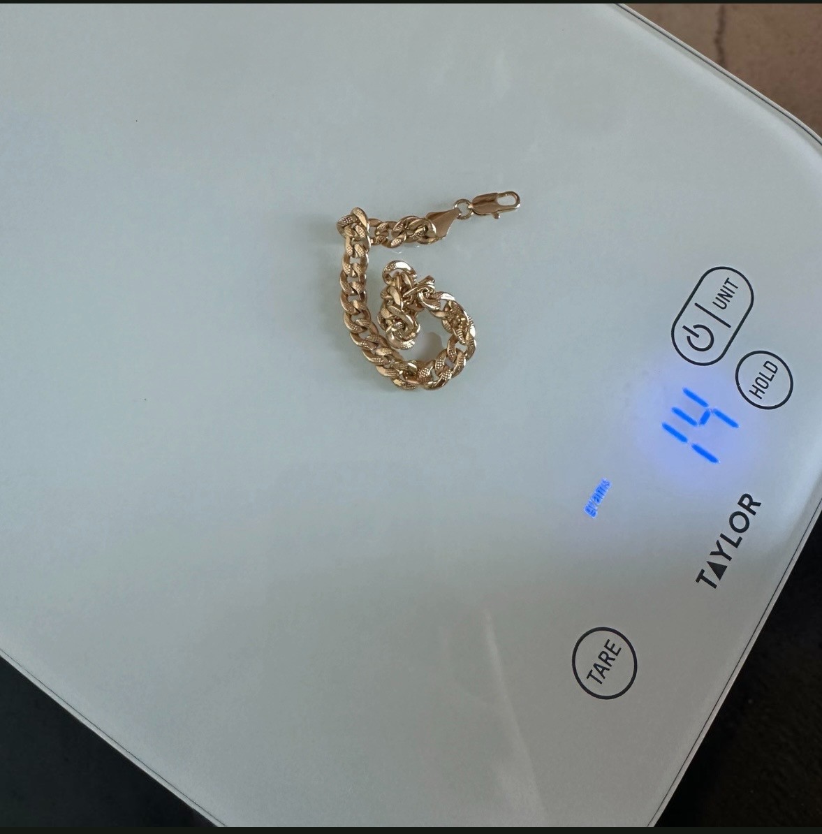 18K Solid Gold Cuban Link Bracelet, 8 inch Gold Link Bracelet
