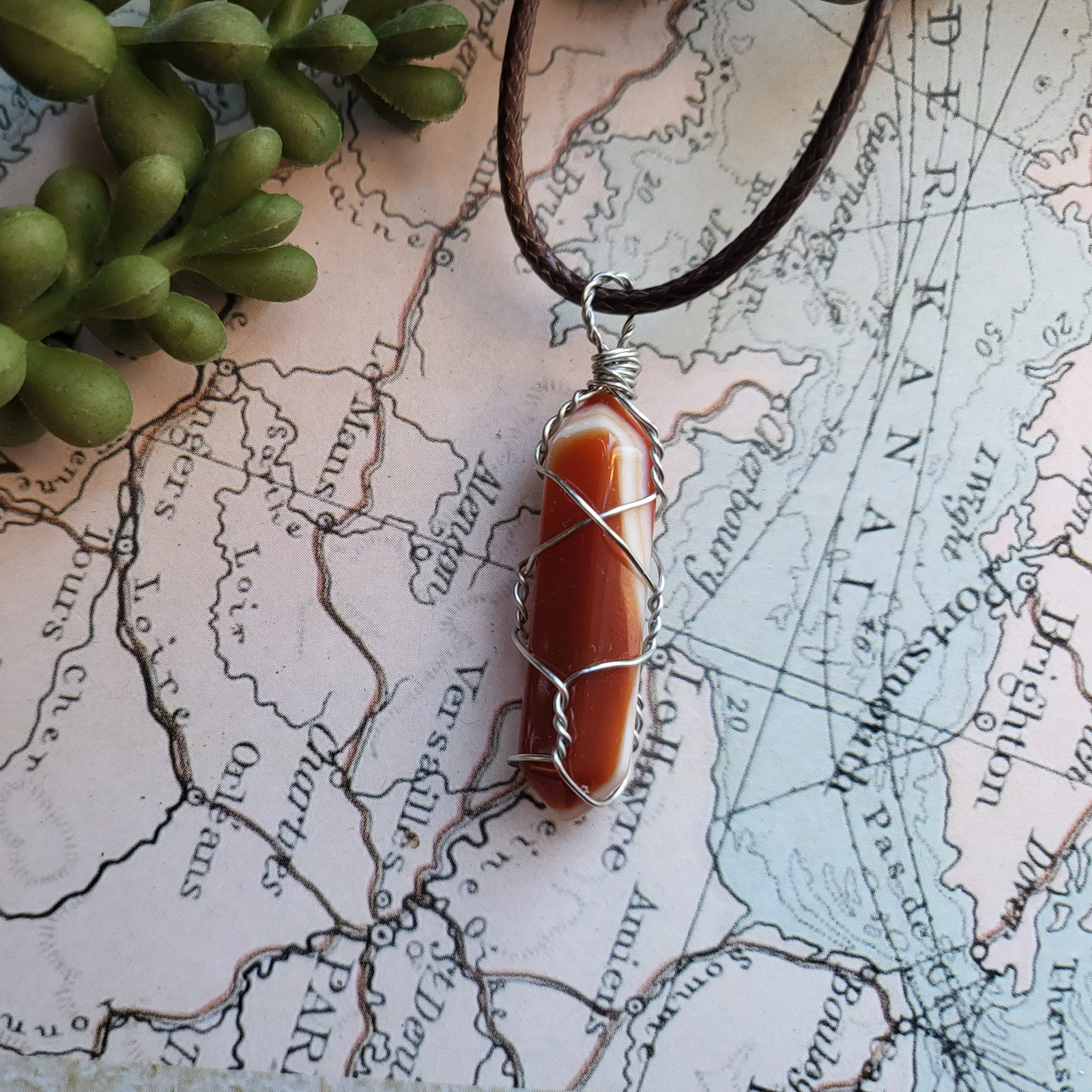 Carnelian DT Point, Wire Wrapped Pendant