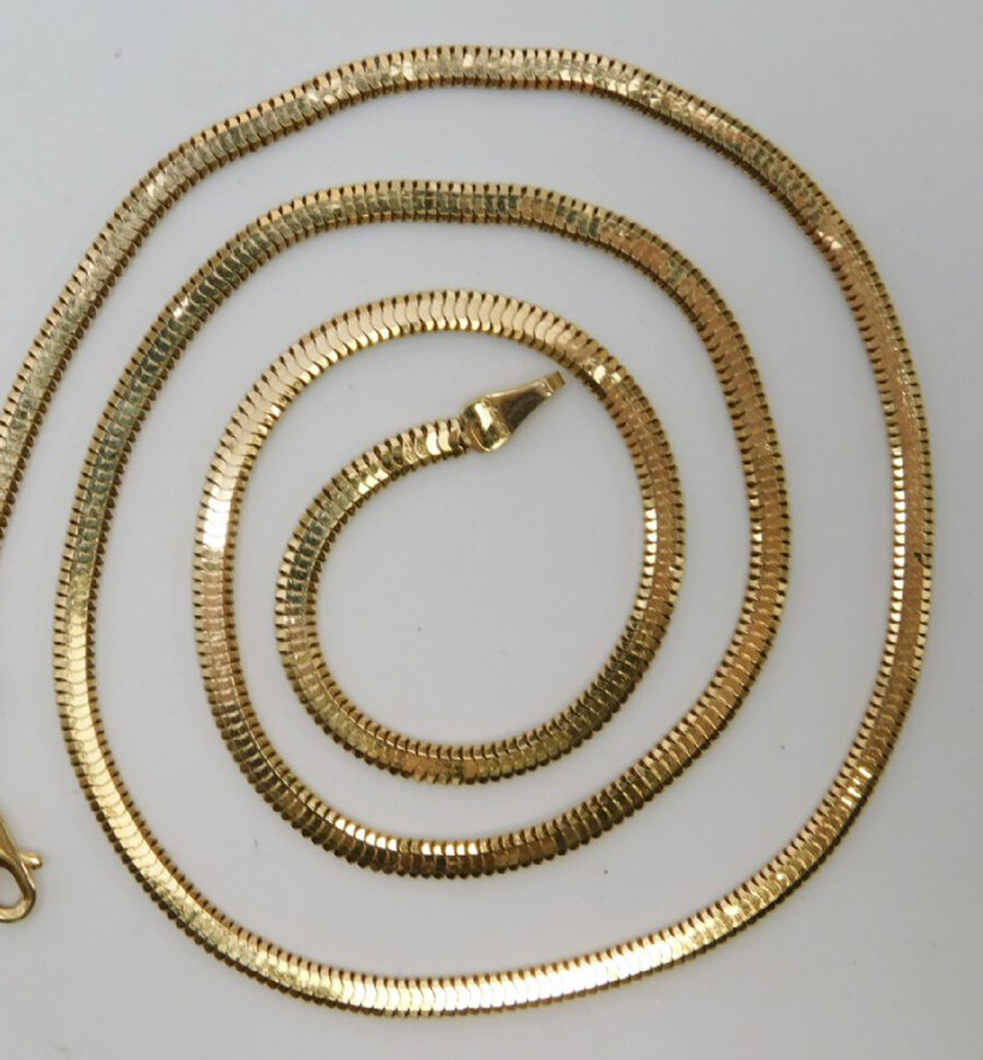 18K Gold Filled Herringbone Chain Necklace 16/18/20/22″/24″ 2/3/4mm/5mm Wide A14