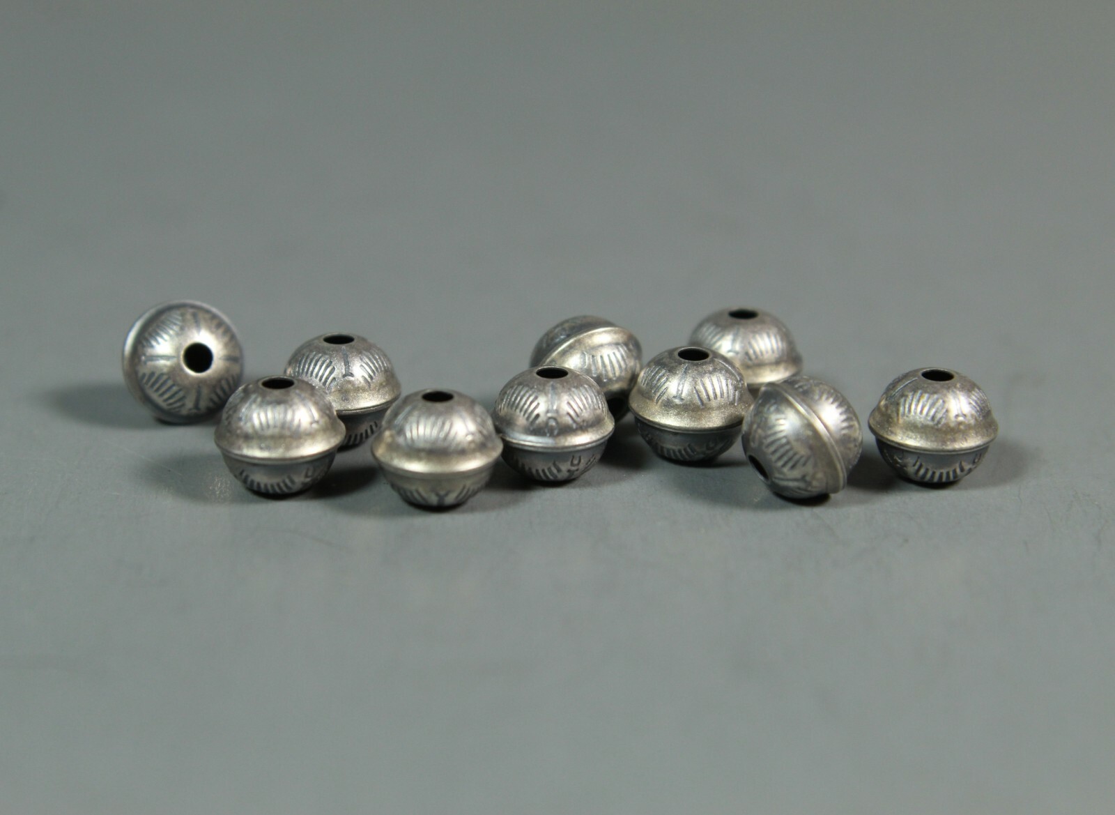 6mm Stamped Bench Beads 10pcs Sterling Silver Raised Seam USA