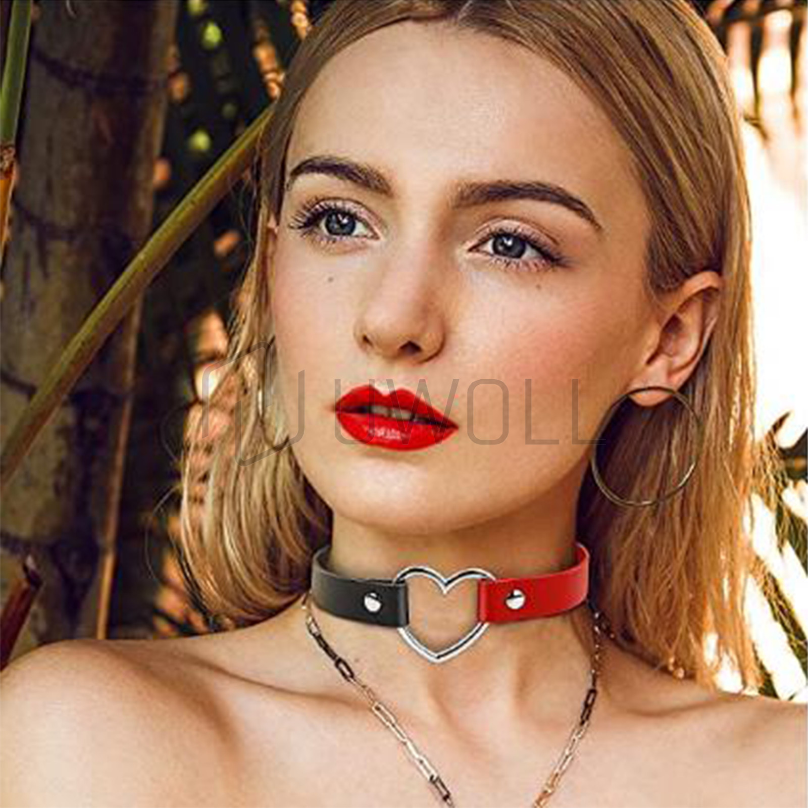 Leather Choker Necklace Adjustable Heart Chain Neck Collar Gothic Punk Gift